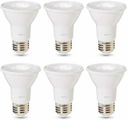 AmazonBasics Commercial Grade 25,000 Hour LED Light Bulb | 50-Watt Equivalent, PAR20, Cool White, Dimmable, 6-Pack