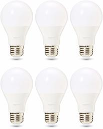 AmazonBasics Commercial Grade LED Light Bulb | 60-Watt Equivalent, A19, Soft White, Dimmable, 6-Pack (Renewed)