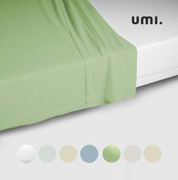 UMI 100% cotton plain sateen quality flat sheet (double, sage).