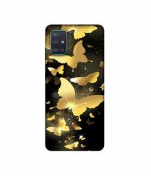 Amazon Brand - Solimo Designer Golden Butterfly Pattern 3D Printed Hard Back Case Mobile Cover for Samsung Galaxy A51