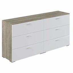 Amazon Brand - Movian Kolva Chest of 6 Drawers, 40 x 160 x 76.5cm, Light Brown Oak-Effect/White