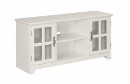 Amazon Brand – Ravenna Home Peterson Modern Glass Cabinet Storage TV Media Entertainment Stand, 46