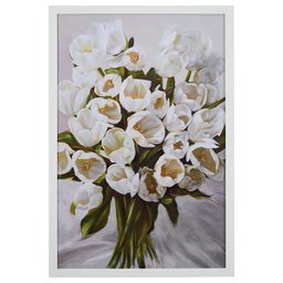 Amazon Brand – Stone & Beam Contemporary White Tulip Bouquet Print Wall Art in White Wood Frame, 26