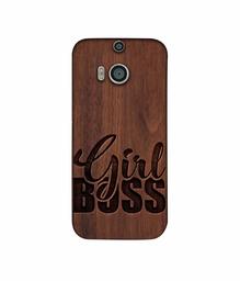 Amazon Brand - Solimo Designer Girl Boss On Wood 3D Printed Hard Back Case Mobile Cover for HTC One M8