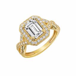 [Find] Amazon Collection K Yellow Gold Clear Emerald kattokyu-bikkuzirukoniatuisutosyankuringu, Size 11 