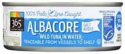 365 Everyday Value, Wild Albacore Tuna in Water, Salt Added, 5 oz