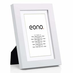 Eono by Amazon - Moldura de fotos de madeira maciça e vidro de alta definição para parede fotos de 10 x 15 cm com encarte e 13 x 18 cm sem encarte branco