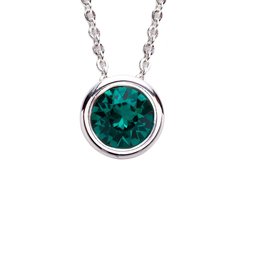 Silver Plated Swarovski Emerald Crystal Birthstone Pendant Necklace (May)