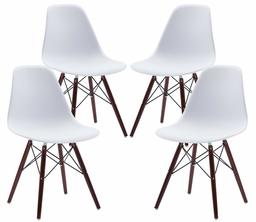 Phoenix Home Kenitra Contemporary Plastic Dining Chair, Bone White, Set of 4