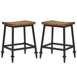 Amazon Brand – Stone & Beam Ariana Rustic Farmhouse Metal Bar Stool, Set of 2, 24.75