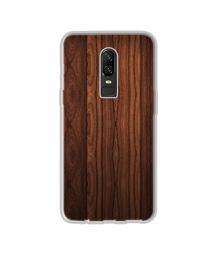 Amazon Brand - Solimo Designer Wooden Texture UV Printed Soft Back Case Mobile Cover for OnePlus 6