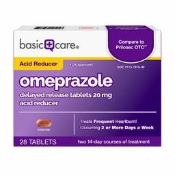 Basic Care Omeprazole Delayed Release Tablets 20 Mg, 28 Count