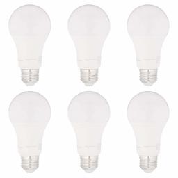 AmazonBasics 75W Equivalent, Daylight, Dimmable, 15,000 Hour Lifetime, CEC Compliant, A19 LED Light Bulbs | 6-Pack (Renewed)