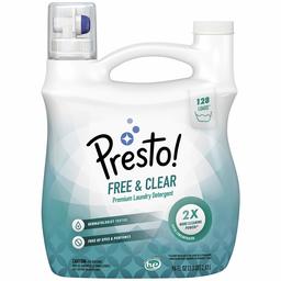 Amazon Brand - Presto! Concentrated Liquid Laundry Detergent, Free & Clear, 128 Loads, 96 Fl Oz