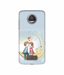 Amazon Brand - Solimo Designer Couple Sitting On Moon 3D Printed Hard Back Case Mobile Cover for Moto Z2 Play