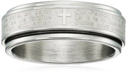 steeltime men's stainless steel our father prayer spinner band ring, size 10