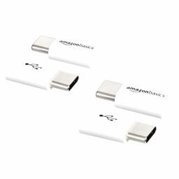 Amazon Basics USB-C (Male) to Micro USB (Female) Adapter - White, 4-Pack