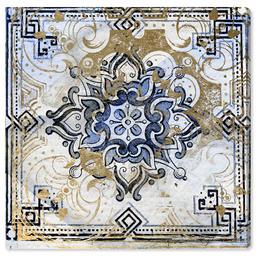 Contemporary Blue and Tan Moroccan Tile Print Wall Art on Canvas