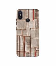 Amazon Brand - Solimo Designer Books Texture 3D Printed Hard Back Case Mobile Cover for Motorola One Power