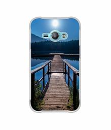 Amazon Brand - Solimo Designer Wooden Beach UV Printed Soft Back Case Mobile Cover for Samsung Galaxy J1 Ace