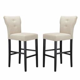 Amazon Brand – Ravenna Home Modern Bar Stool with Back, 44.25 Inch Height, Beige, Set of 2