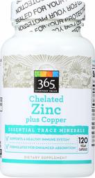 365 Everyday Value, Chelated Zinc plus Copper, 120 ct