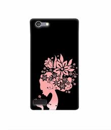 Amazon Brand - Solimo Designer Pink Color Lady Vector 3D Printed Hard Back Case Mobile Cover for Oppo Neo 7