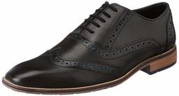 Amazon Brand - Symbol Men's Black/ Blue PU Formal Shoes - 9 UK (AZ-SY-435)