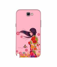 Amazon Brand - Solimo Designer Lady Vector Pattern 3D Printed Hard Back Case Mobile Cover for Samsung Galaxy Note 2 N7100