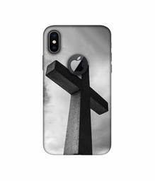 Amazon Brand - Solimo Designer Cross 3D Printed Hard Back Case Mobile Cover for Apple iPhone X (Logo Cut)