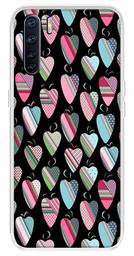 Amazon Brand - Solimo Designer Multicolor Heart Art Vectors Black Pattern Design Printed Soft Back Case Mobile Cover for Oppo F15