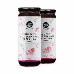 Amazon Brand - Happy Belly Select Plum with Pomegranate Extra Jam 75%, 530g x 2