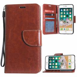 Amazon Brand - Solimo Leather Flip Cover Wallet Case for Apple iPhone 7 Plus / 8 Plus (Amber Brown)