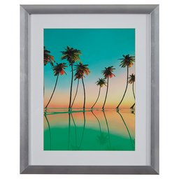 Amazon Brand – Rivet Paradise Palms Palm Tree Wall Art in Silver Frame, 18