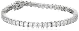 Platinum or Gold-Plated Sterling Silver Princess-Cut Swarovski Zirconia Tennis Bracelet, 7¼” length