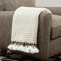 Rivet Modern Hand-Woven Adeline Stripe Fringe Throw Blanket