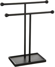 AmazonBasics Double-T Hand Towel Holder and Accessories Jewelry Stand, Black