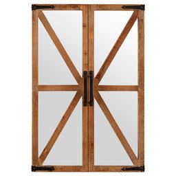 Amazon Brand – Stone & Beam Rustic Wood and Iron Barn Door Hanging Wall Mirror Decor, 30 Inch Height, Natural