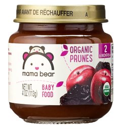 Mama Bear Organic Baby Food, Stage 2, Prunes, 4 Ounce Jar