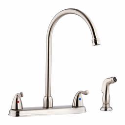 AmazonBasics Two-Handle Hi-Arc Kitchen Faucet With Sprayer