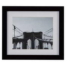 Amazon Brand – Rivet Black and White Matted Print Wall Art of Brooklyn Bridge, Black Frame, 15