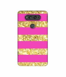 Amazon Brand - Solimo Designer Golden Stripes 3D Printed Hard Back Case Mobile Cover for LG V20