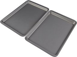 AmazonBasics - Teglia da forno con rivestimento antiaderente, di tipo “Half” (dimensioni: 48x33cm), in acciaio al carbonio, confezione da 2