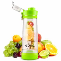 Eono Essentials Fruit Infuser Water Bottle, Fruit Water Bottle, Infuser Water Bottle, Water Bottle Flip-top Bite Valve BPA-Free Wide Mouth 100% Leak Proof, Sports Drinking water Bottle 20oz 600ml (green)