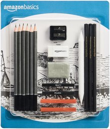 AmazonBasics Sketch and Drawing Art Pencil Kit - 17-Piece Set