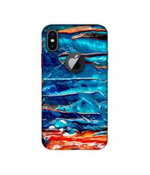 Amazon Brand - Solimo Designer Blue Oil Color 3D Printed Hard Back Case Mobile Cover for Apple iPhone X (Logo Cut)