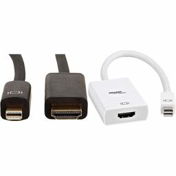 AmazonBasics Mini DisplayPort to HDMI Display Adapter Cable - 6 Feet Bundle with AmazonBasics Mini DisplayPort Thunderbolt to HDMI Adapter - Compatible with Apple iMac and MacBook