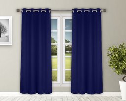 Amazon Brand - Solimo Room Darkening Blackout Door Curtain, 7 Feet - Set of 2 (Blue)