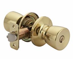 AmazonBasics Tulip Door Knob - Entry - Polished Brass