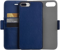 AmazonBasics iPhone 8 Plus / 7 Plus PU Leather Wallet Detachable Case, Navy